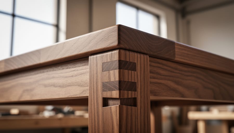 Close-up of a solid wood furniture drawer showing dovetail joinery and smooth finish